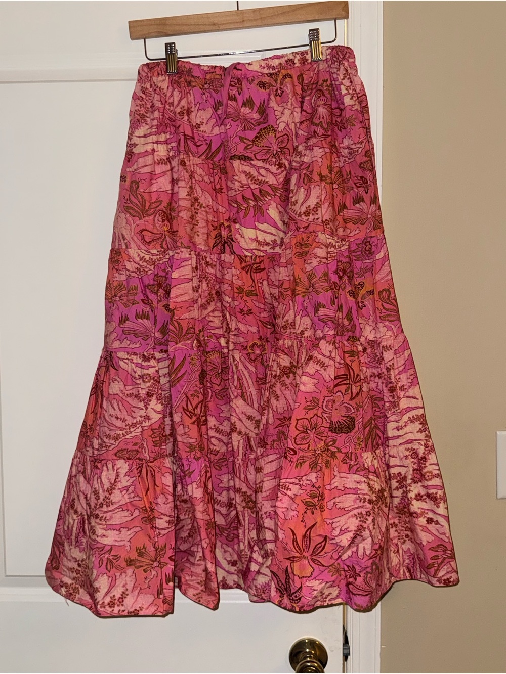 Ulla Johnson Makana Floral Tiered Midi Skirt with Drawstring - Picture 5 of 8
